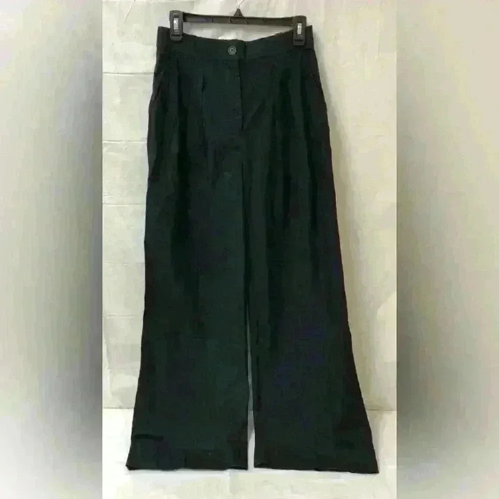NWT Abercrombie & Fitch Womens Black Cotton Wide Leg Dress Pants Size Small - Picture 4 of 7